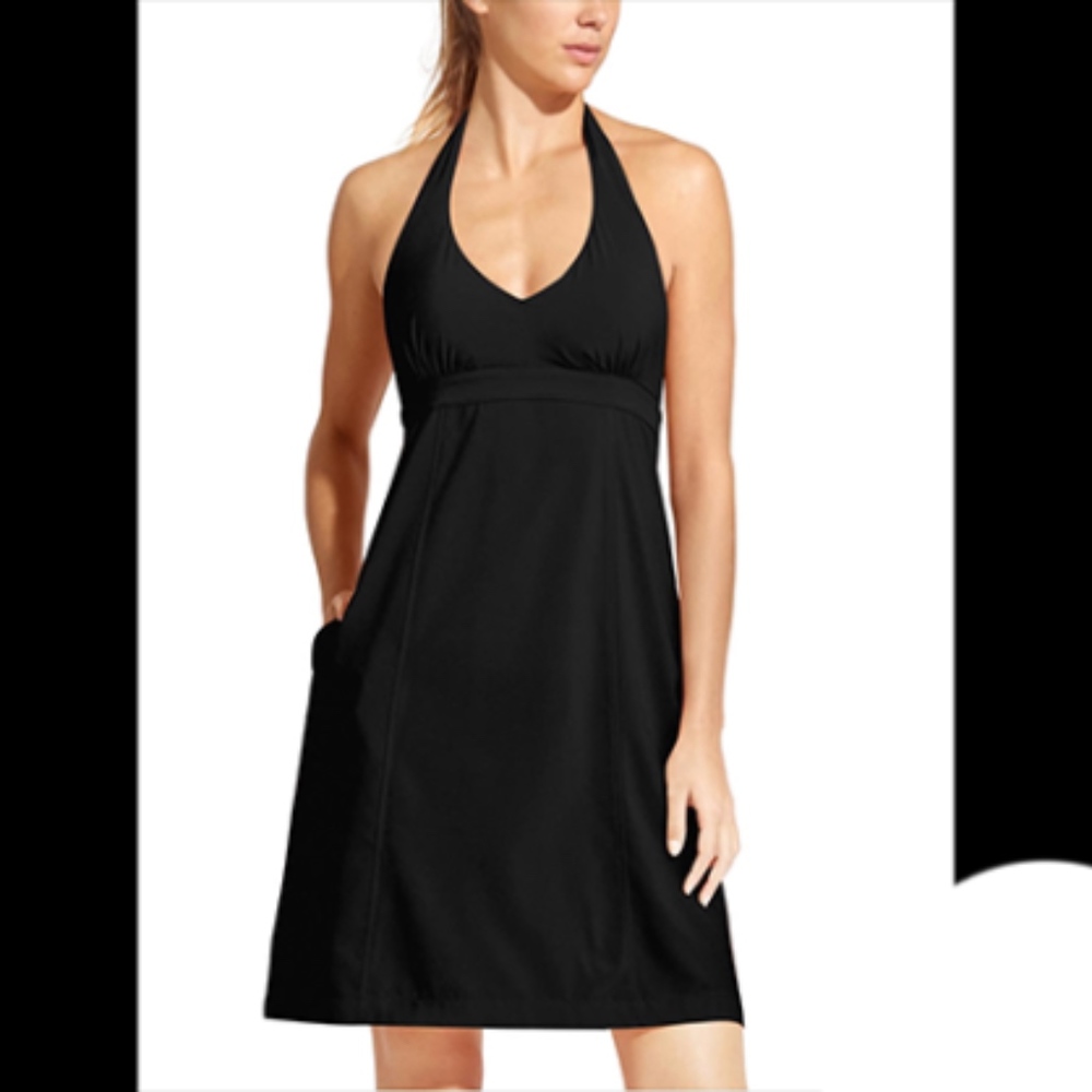 Athleta Pack Everywhere Black Halter Dress sz 8